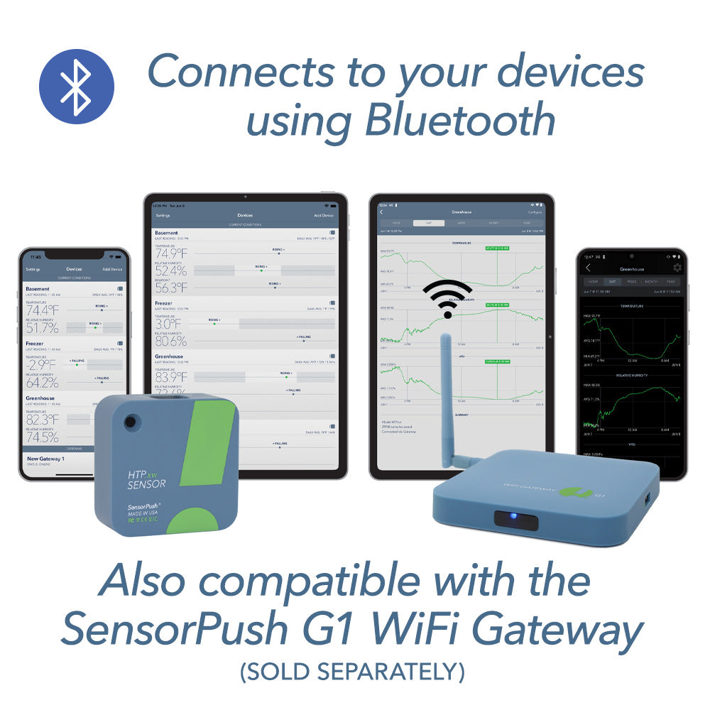 HTP.xw SMART SENSOR: Extreme Precision Water-resistant Wireless Thermometer, Hygrometer, and Barometer